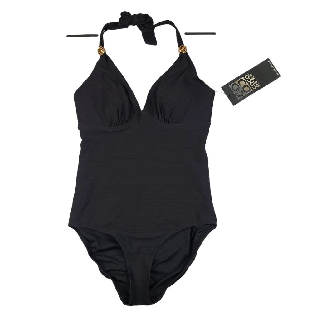 Coco Reef Perfection Fit One Piece Swimsuit Bathing Suit 32C Black Halter - Picture 1 of 5